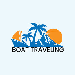 Obraz premium boat tourism traveling logo design vector