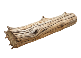 Driftwood log isolated on white, rustic driftwood piece on white backdrop, Cut Out