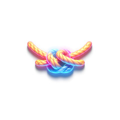 Naklejka premium Rope knot holographic 3D icon. neon symbol vector illustration isolated on white background. Generative AI