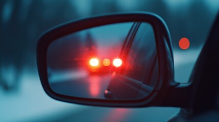 Car side Mirror with Lights at night