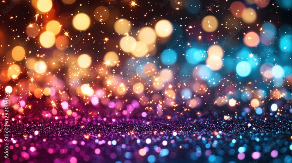 Aufkleber colorful background with various lights and a camera capturing the vibrant scene in a nighttime sett