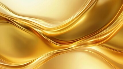 Golden waves ripple gracefully across a smooth surface that reflects light in a mesmerizing way, creating an elegant and luxurious ambiance for any background setting