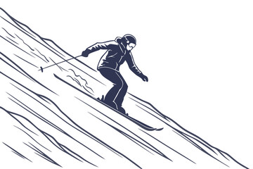 Fototapeta premium Snowy Mountain Skier in Action with Snow Trails Vector Art