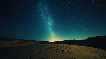Milky Way over desert dunes at night