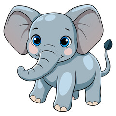 Naklejka premium Watercolor illustration of cute baby elephant