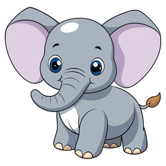 Watercolor illustration of cute baby elephant