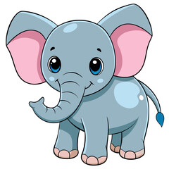 Watercolor illustration of cute baby elephant