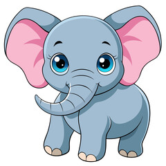 Watercolor illustration of cute baby elephant