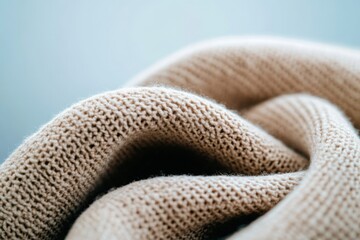 Fototapeta premium close up of beige knitted fabric