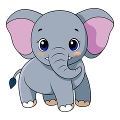 Watercolor illustration of cute baby elephant