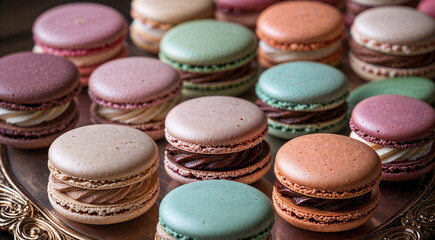 Leckere pastellfarbene Macarons