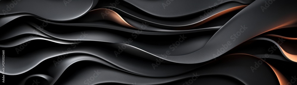 Poster abstract black background featuring flowing orange and black waves creating a dynamic visual effect