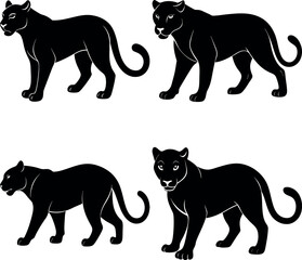 Obraz premium Panther Logo Silhouette Vector Ideal for Sports & Wildlife Themes.