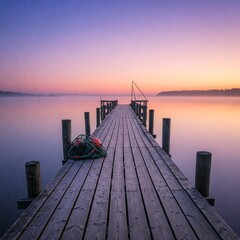 wooden pier at sunset