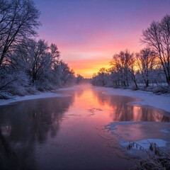 Fototapeta premium sunrise over the lake