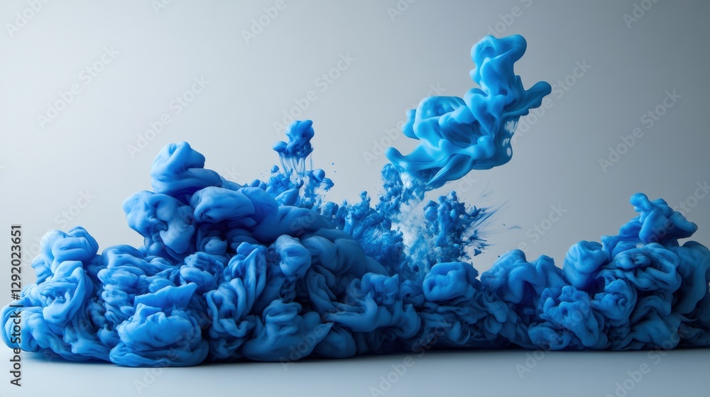 Aufkleber blue ink being poured into white liquid creating colorful abstract patterns and textures