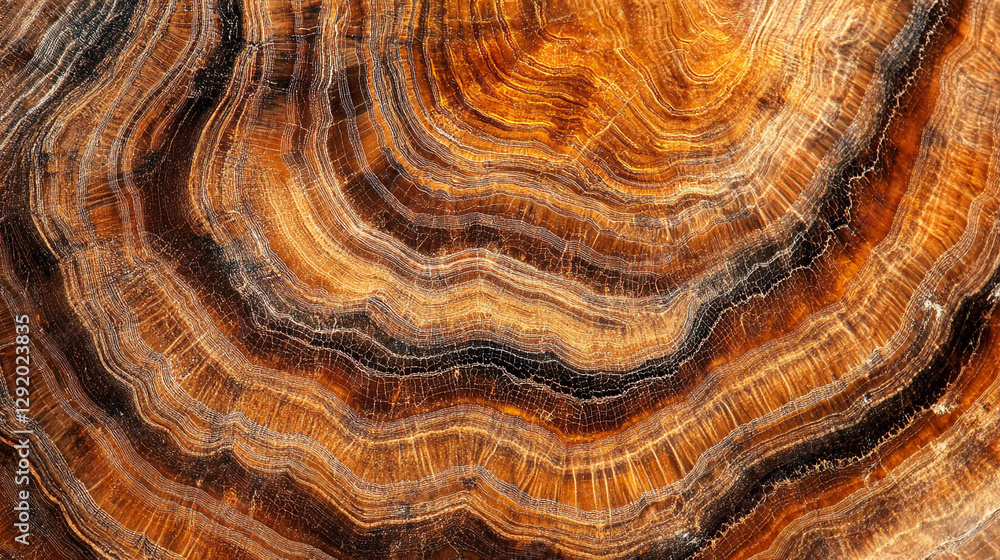 Poster close-up of the cross-section of a tree trunk, showcasing intricate natural rings and textures that 