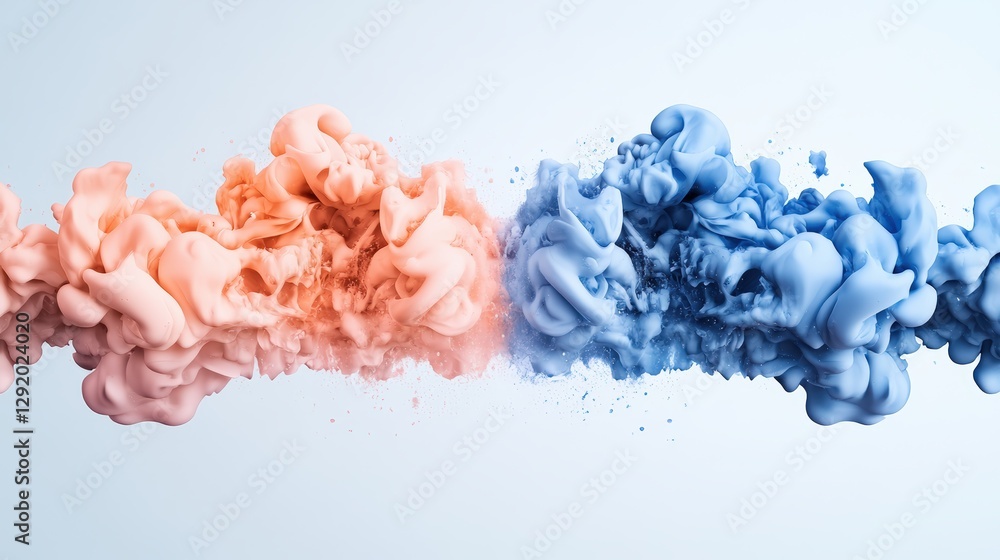 Poster collection of various colored inks in different containers on a white background
