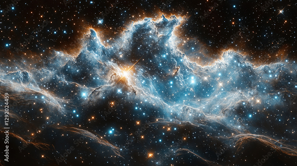 Poster exploring cosmic wonders nebula formation in deep space astrophotography universe celestial environm