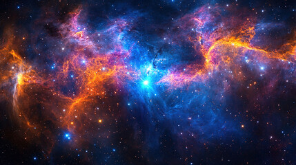 Naklejka premium Stunning cosmic nebula in space digital art vibrant colors deep universe aesthetic viewpoint celestial wonders