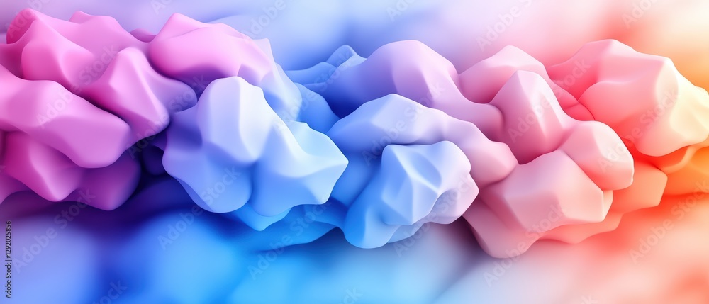 Poster abstract background featuring three-dimensional shapes with a photo overlay in vibrant colors and pa