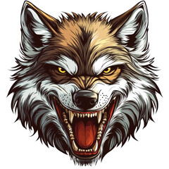 Fototapeta premium Fierce wolf illustration fantasy art graphic design digital environment close-up power and intensity