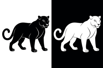 High-Quality Panther Silhouette Vector Icon Design on Black And White Background.