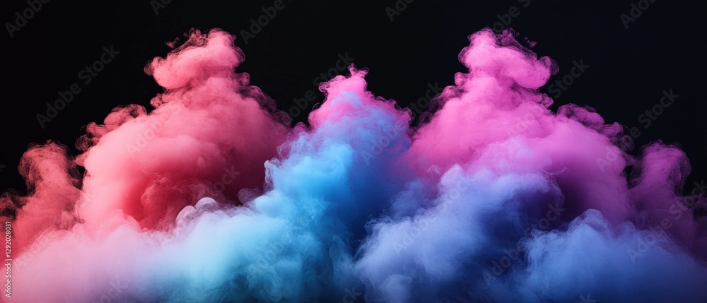 Poster colorful smoke patterns on a dark background creating artistic abstract visuals for creative project