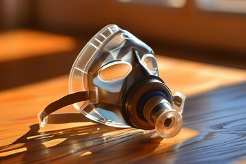 Cystic Fibrosis Inhaler Mask Resting on Desk