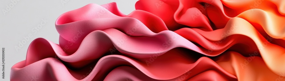 Poster close up of pink and orange fabric with intricate patterns and texture for textile design and crafts