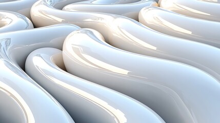 Fototapeta premium Shiny White Waves Flowing; Backdrop for Product Display