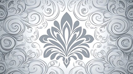 Silver floral design center, swirls in background. For invitations, cards, wallpaper, stationery, or scrapbooking