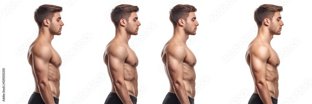 Poster body shape transformation from before to after in a realistic medical photography style. generative 
