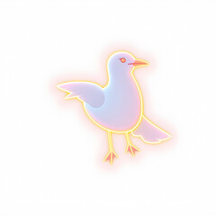 Obraz premium Seagull holographic 3D icon. neon symbol vector illustration isolated on white background. Generative AI