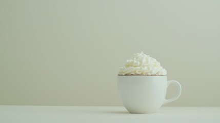 Whipped cream in coffee cup, minimalist background, food photography, blog post