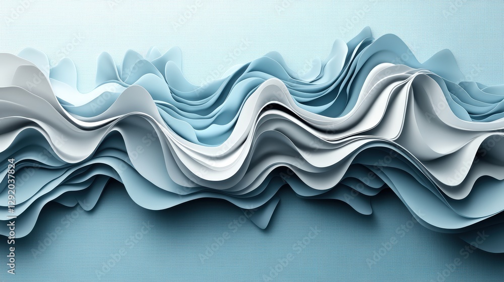 Poster blue and white abstract background with wavy lines and textured design