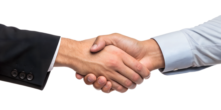Human handshake on white, business handshake on white surface, Cut Out