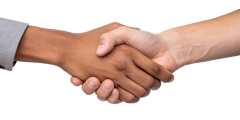 Human handshake on white, firm handshake on white backdrop, Cut Out