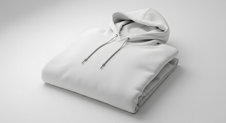 White hoodie folded white backdrop bright studio lighting mockup template pristine fabric