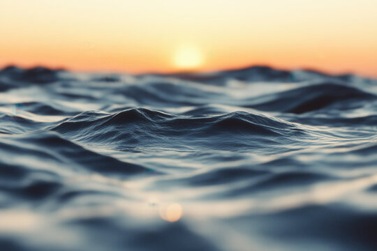 Ocean waves rolling under the golden glow of the sunset in a tranquil seascape