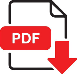 PDF Document Vector Icon with Download Arrow