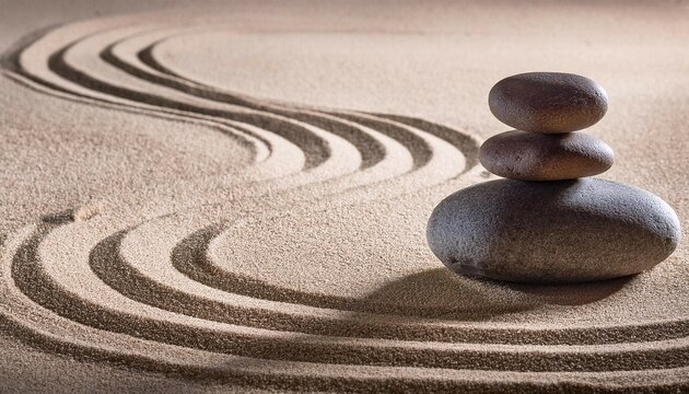 stone for meditation in the japanese zen garden sand and stones for harmony and balance - Powered by Adobe