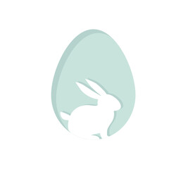 Happy Easter, bunnies, flowers and eggs. Folk style design