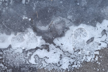close up of ice on the ground