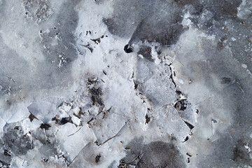 broken ice on the ground close up
