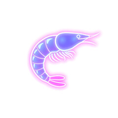 Fototapeta premium shrimp holographic 3D icon. neon symbol vector illustration isolated on white background. Generative AI