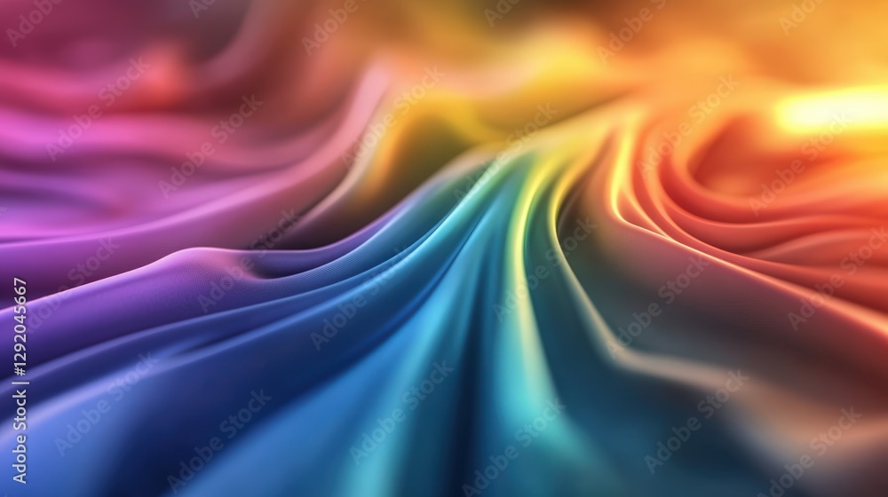 Poster colorful background with rainbow fabric draping and vibrant photo composition in artistic display