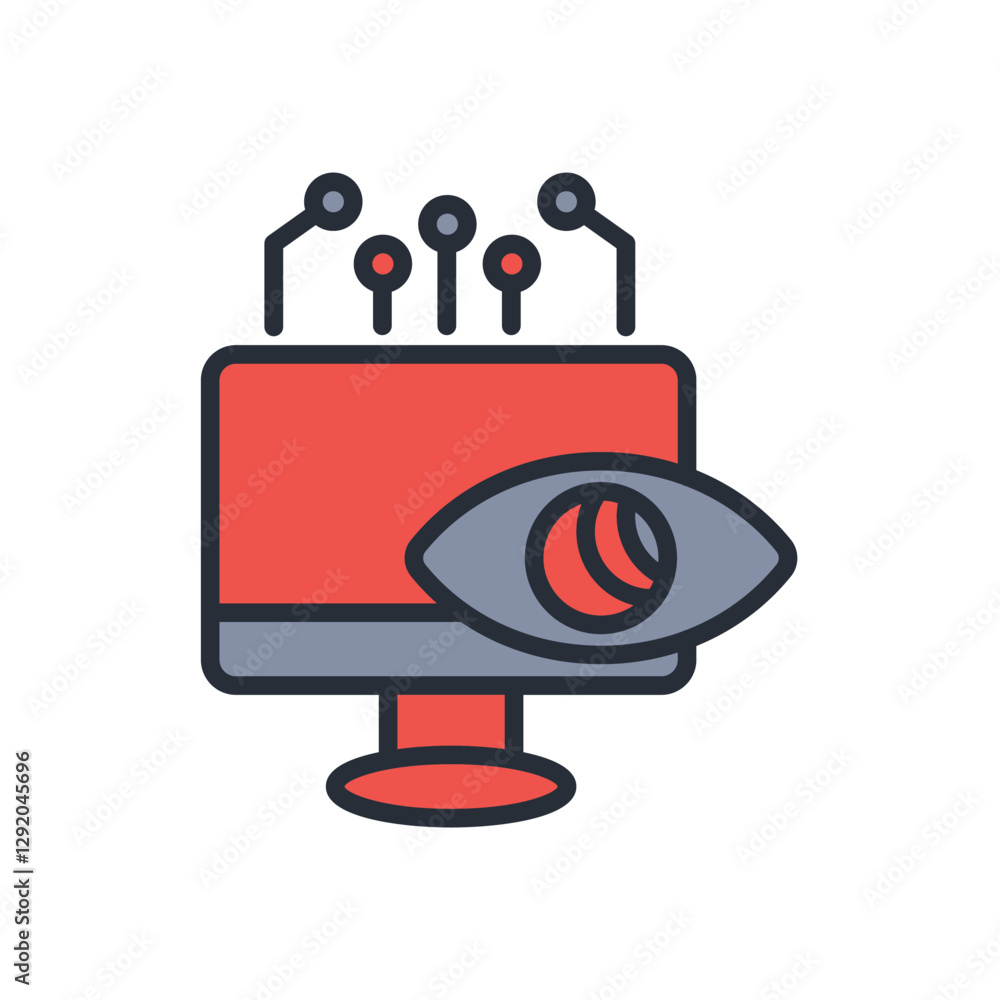 Poster computer vision icon. vector.editable stroke.linear style sign for use web design,logo.symbol illust