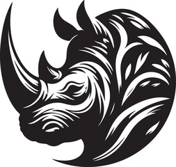 Rhino Silhouette African Wildlife Black and White Art