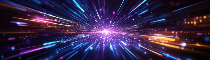 Fototapeta premium Abstract background featuring colorful lights and dynamic lines creating a vibrant visual experience